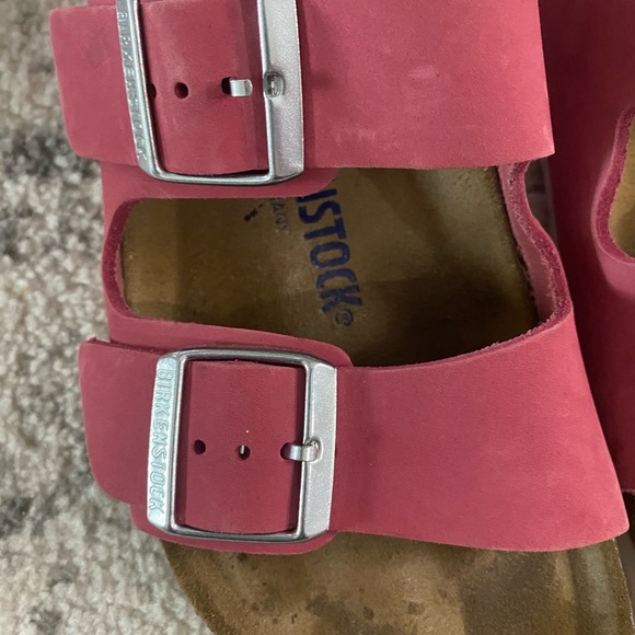 Arizona Birkenstocks Big Buckle Mauve Pink Leather Slip-on Slides Sandals 39 - Picture 4 of 10
